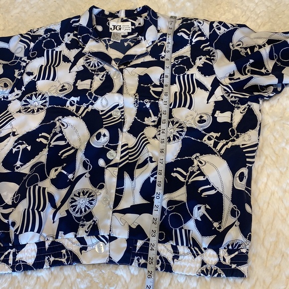 JG by Joyce women’s Nautical print  button down embellished lightweight jacket - Picture 7 of 13